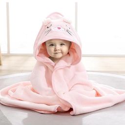 Teri Beri Pink Cotton Hooded Baby Bath Towel 200 GSM-picture-18