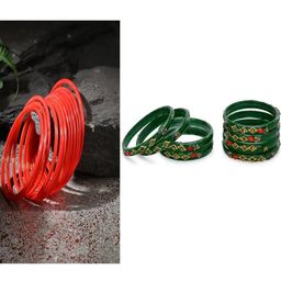 SOMIL Set Of 20 Red Alloy Artificial Stones and Beads Antique Bangles-image-54
