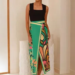 JC Mode Floral Printed Warp Straight Midi Skirt-image-40