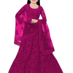 Piludi Girls Embroidered Ready to Wear Lehenga & Blouse With Dupatta-picture-11