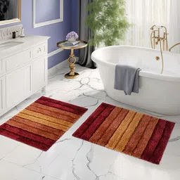 Kuber Industries Red & Brown 4 Pieces Textured Microfiber Anti-Skid Doormats-7