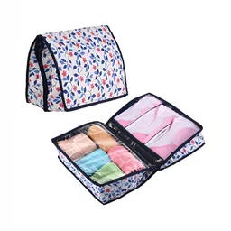 Aura White & Pink 2 Pcs Floral Printed Storage Pouch Drawer Organiser-13