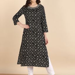 PinkTribe Women Geometric Printed Festive Straight Kurta-picture-57