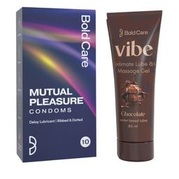 Bold Care Set Of 2 Vibe Chocolate Lube - 50 ml With Mutual Pleasure Condoms - 10 Pcs-14