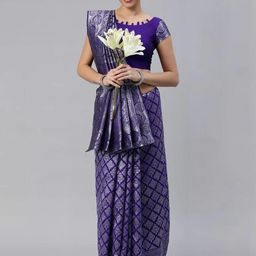 CaniBani Blue Silk Blend Banarasi Sarees-image-52
