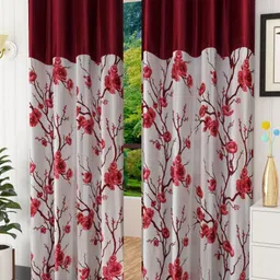 Galaxy Home Decor Maroon Set of 2 Floral Door Curtain-image-64