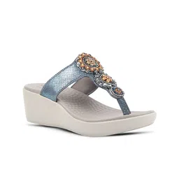 MEDIFEET Women Embellished Open Toe Wedge Sandals-12