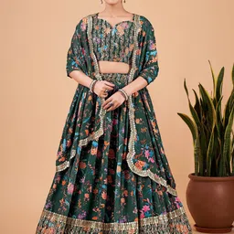 Kaizen TEXO FAB Embroidered Semi-Stitched Lehenga & Unstitched Blouse With Dupatta-11