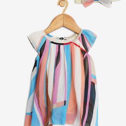 HERE&NOW Girls Striped Printed Knee Length A-Line Dress-picture-41
