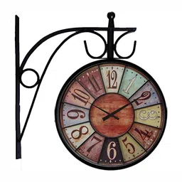 Nutts Black & Brown Printed Double Sided Vintage Wall Clock-18