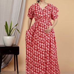 Swasti Ethnic Motifs Maternity Maxi Dress-image-13