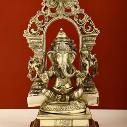 Exotic India Gold-Toned Lord Ganesha Brass Religious Idol Showpiece-picture-11