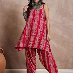 InWeave Ethnic Motifs Printed Strappy Tunic With Trousers-picture-12