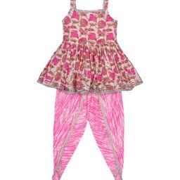 AATYA KIIDS Girls Floral Printed Anarkali Pure Cotton Kurta with Dhoti Pant-image-76