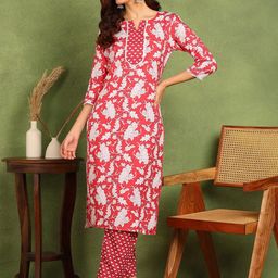 Moda Rapido Women Peach Kurta Sets-picture-4