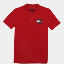 Tommy Hilfiger Boys Brand Logo Printed Polo Collar Regular Fit Pure Cotton T-shirt-picture-5