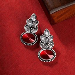 TEEJH Madhurai Silver Plated Artificial Stones Studded Classic Chandbalis-51
