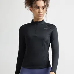 Reebok Women Mock Collar Solid Sporty Jacket-27