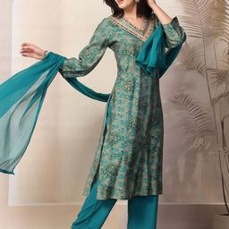 Nayam By Lakshita Floral Printed Kurta with Trousers & Dupatta-image-16
