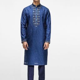 ASUKA Men Regular Thread Work Chanderi Silk Kurta with Pyjamas-42