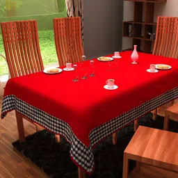 Home Heart Red Cotton 8-Seater Table Cover with Patchwork details-54