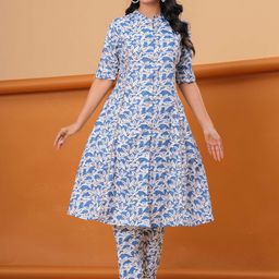 HEARTLOOM Women Ethnic Motifs Printed A-Line Kurta with Trousers-image-83