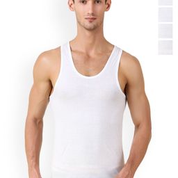inner element Pack Of 5 Pure Cotton Innerwear Vests MEN_RN_VEST_WHITE_PK5_XS-image-5