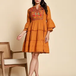all about you Women Self Design Embellished Embroidered Fit & Flare Knee Length Dress-image-57