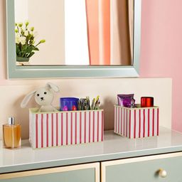 Kuber Industries Cream-Coloured 12 Pieces Striped Cotton Drawer Organizer for Socks-58
