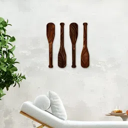 CVANU 4-Pcs Brown & Black Wooden Wall Hanging-picture-18