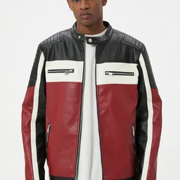 Koton Men Checked Biker Jacket-image-3