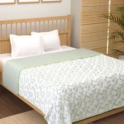 Story@home White & Green Ethnic Motifs Printed Cotton AC Room 150 GSM Double Bed Dohar-picture-14