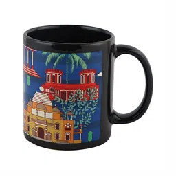PENTADECO Black & Blue Printed Ceramic Glossy Mugs Set of Cups and Mugs image 2