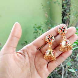 Balaji Gold Dome Shaped Jhumkas Earrings-image-44