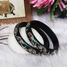 TAJ BRIDAL STORE Set Of 2 Kundan-Studded Bangles-image-54