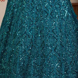 Koskii Embellished Sequinned Net Ready to Wear Lehenga & Blouse With Dupatta image 5