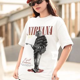 CAPTCHA Graphic Printed Nirvana Round Neck Drop Shoulder Sleeves Cotton Oversized T-Shirt-image-1