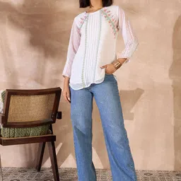 all about you Embroidered A-Line Top-image-54