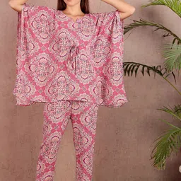 DARVI Printed Notch Neck Kaftan Tunic & Trousers-picture-40