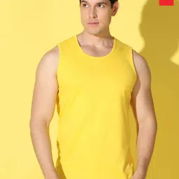 WOOSTRO Pack Of 2 Printed Combed Cotton Gym Vests VWS26(PLAIN YELLOW)(PLAIN RED)-image-56