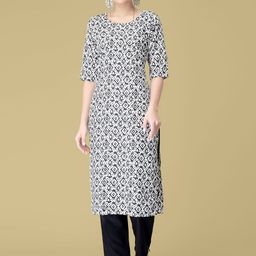 7Threads Selection Of 6 Geometric Printed Round Neck Straight Kurtas-image-43