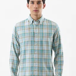 Snitch Men Tartan Checked Button-Down Collar Casual Shirt-image-49