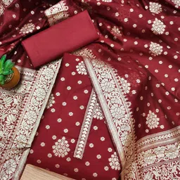 SWARNGANGA TEX Floral Woven Design Jacquard Unstitched Dress Material-picture-3