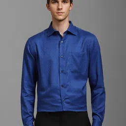 Louis Philippe Men Classic Spread Collar Geometric Printed Cotton Formal Shirt-picture-42