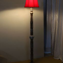 Devansh Red & Brown Conical Open Snake Wooden Floor Lamp image 5