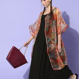 InWeave Women Round Neck Abstract Printed Dress And Shrug-image-49