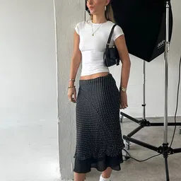 StyleCast x Revolte Printed A-Line Midi Skirt-picture-4