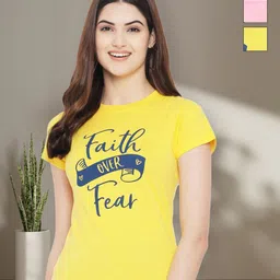 Tromko Women Pack of 3 Typography Printed Round Neck Cotton T-shirts-picture-30