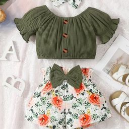 BAESD Girls Round Neck Top With Shorts & Headband-image-69