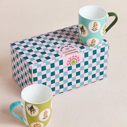 Chumbak White & Green 2 Pieces Printed Matte Mugs 330 ml-27